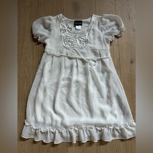 Paper Doll Ivory Satin Embroidered Dress